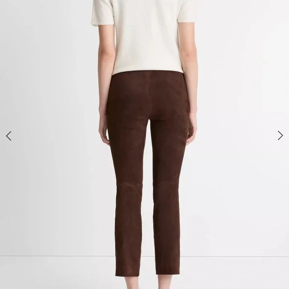 Vince lambskin split hem brown suede pants size M